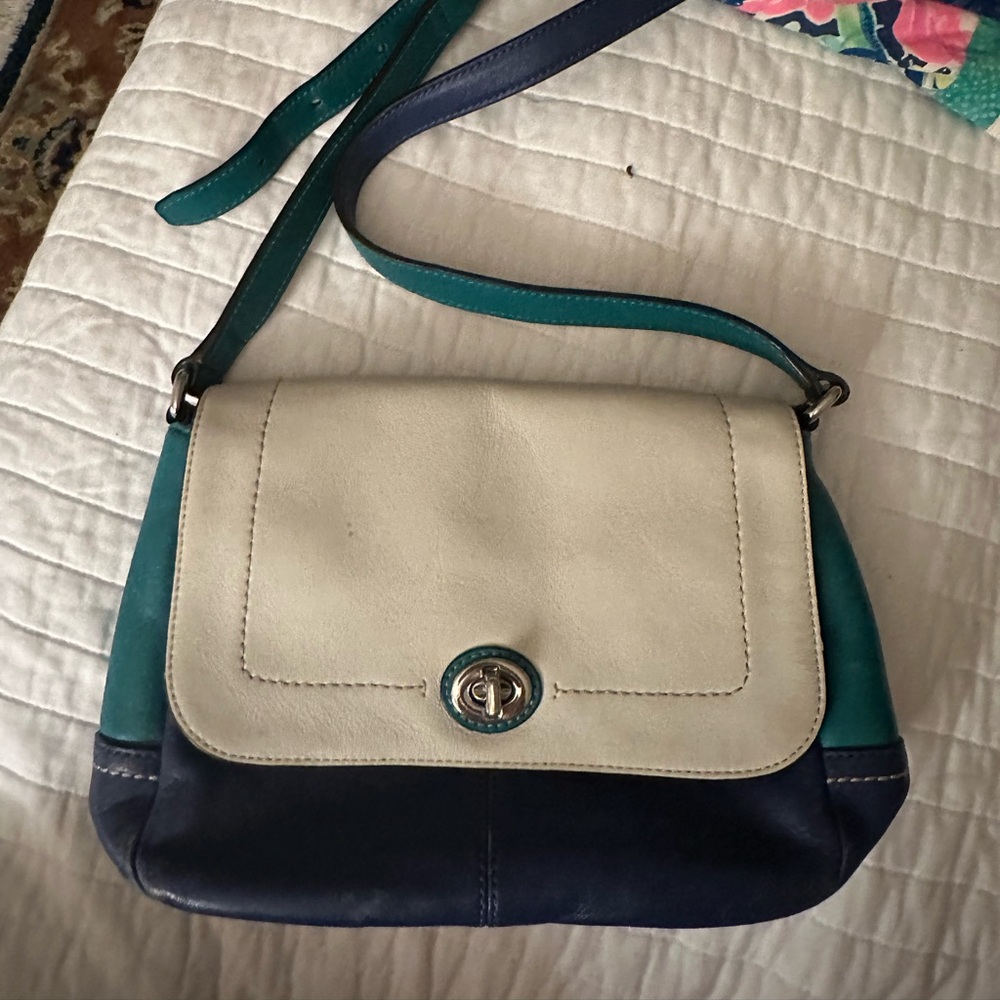 Coach Tricolor Leather Shoulder Bag